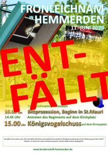 Informationen vom ersten Vorsitzenden zum Thema Fronleichnam, Vogelschuss, Schützenfest und Versammlungen