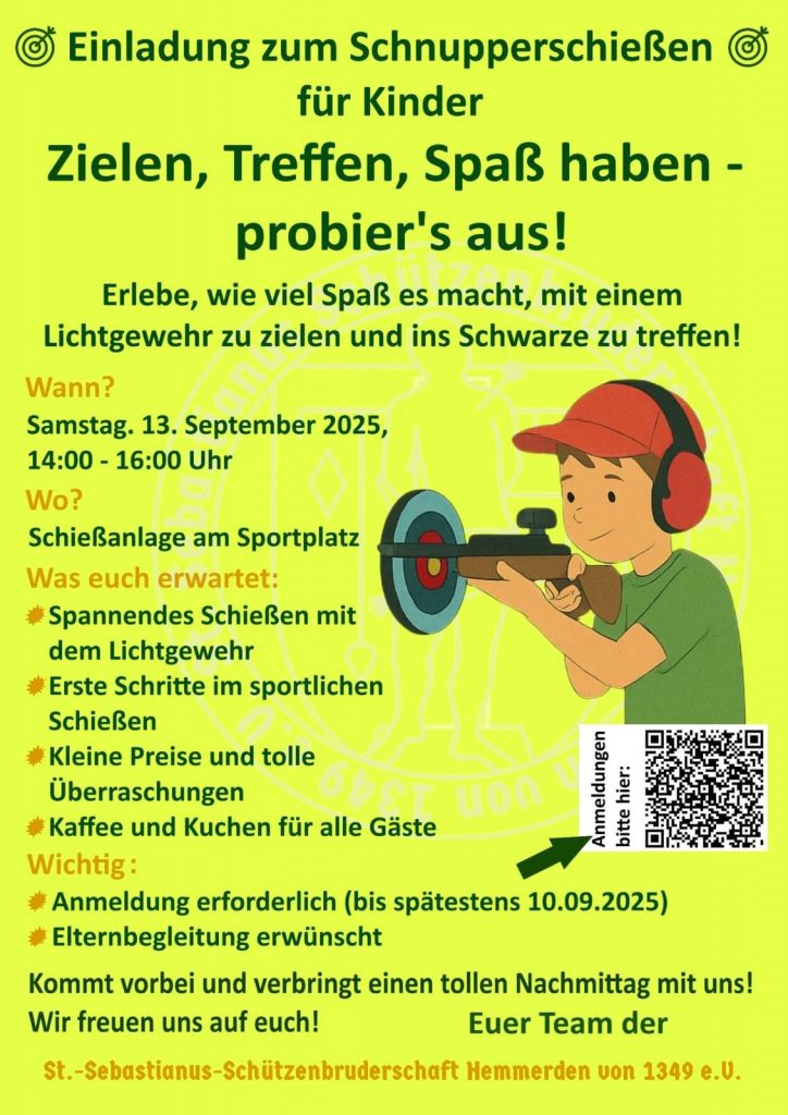 Einladung zum Schnupperschießen für Kinder